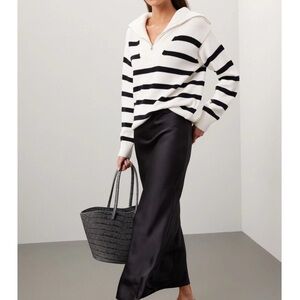 English Factory Cream striped half zipper pullover Knit Sweater size M